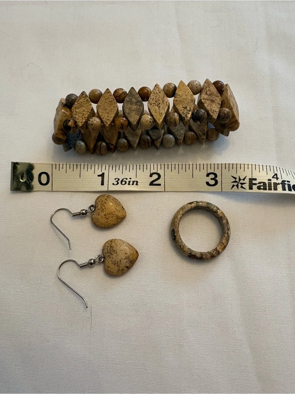Picture Jasper Jewelry Set 4 pieces